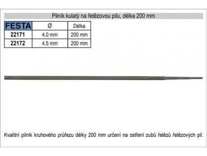 Pilník na pilové řetězy průměr 4,5 mm délka 200 mm