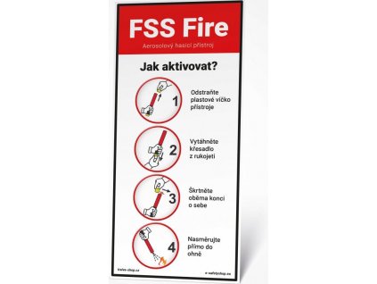 Tabulka s instrukcí k hasicímu přístroji FSS Fire