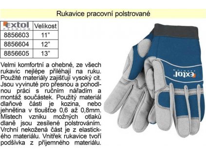 Pracovní rukavice pro mechaniky Extol Premium polstrované vel. 12