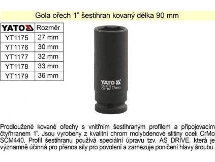 Gola ořech šestihran 1" kovaný prodloužený 27mm