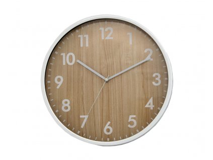 hodiny nástěnné pr.30,5cm,PH,sklo,kov BÍ/imitace dřeva