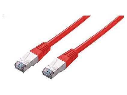 Kabel C-TECH patchcord Cat5e, FTP, červený, 0,5m
