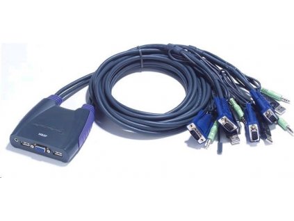 ATEN přepínač KVM 4-port VGA KVMP USB2.0, mini, audio, 0,9m kabely