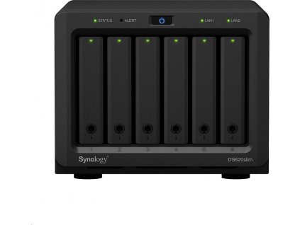 Synology Disk Station DS620slim - Server NAS - 6 zásuvky - SATA 6Gb/s - RAID RAID 0, 1, 5, 6, 10, JBOD - RAM 2 GB - Gigabit Ethernet - iSCSI podpora