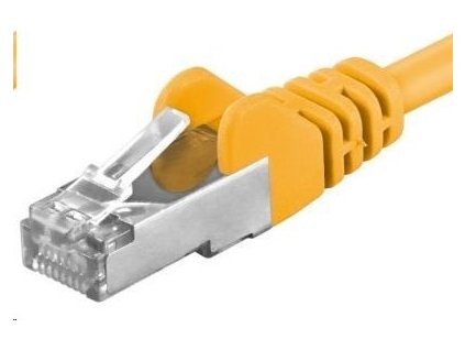 PremiumCord - Patch kabel - RJ-45 (M) do RJ-45 (M) - 50 cm - SFTP, PiMF - CAT 6a - lisovaný, provedení bez hrbolků - žlutá
