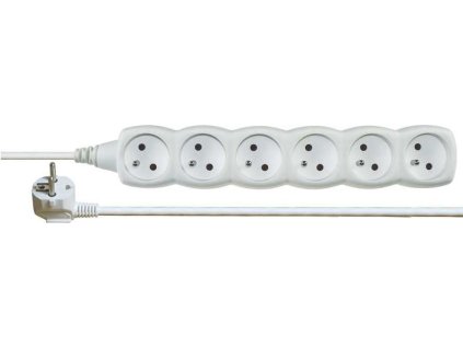 Prodlužovací kabel 5 m / 6 zásuvek / bílý / PVC / 1 mm2