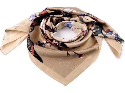 Saténový šátek 90x90 cm (Balení 1 ks, Varianta 1 béžová světlá)