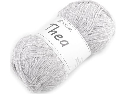 Pletací příze žinylková s lurexem Thea 100 g (Balení 1 ks, Varianta 1 šedá nejsvětlější stříbrná)