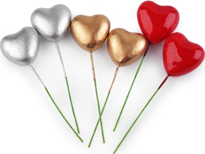 Srdce na drátku (Balení 10 ks, Varianta 1 stříbrná)