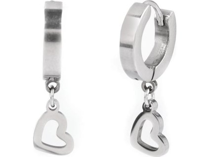 Náušnice z nerezové oceli srdce, čtyřlístek, hory (Balení 1 pár, Varianta 1 stříbrná srdce)