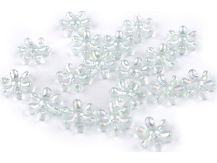 Plastové korálky s AB efektem květ Ø17 mm (Varianta 1 transparent, Balení 10 g)