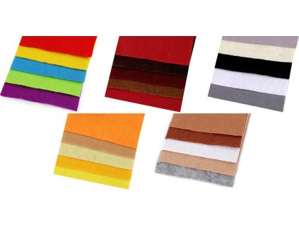 Barevná sada dekorativních filců / plstí 10x45 cm (Varianta mix č. 1, Balení 1 sada)