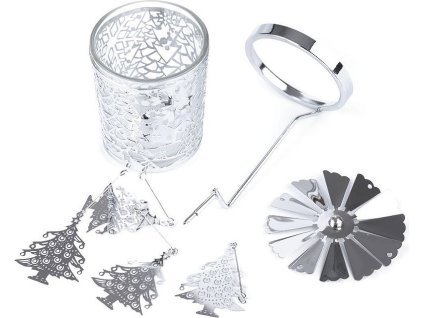 Otočný vánoční svícen / kolotoč (Balení 1 ks, Varianta 1 stříbrná jelen)