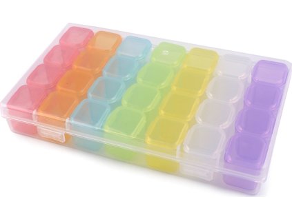 Plastový box / zásobník 28 dóziček (Balení 1 ks, Varianta 1 multikolor)