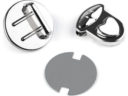 Sada zapínání na kabelku 30x32 mm srdce (Varianta 1 nikl, Balení 2 sada)