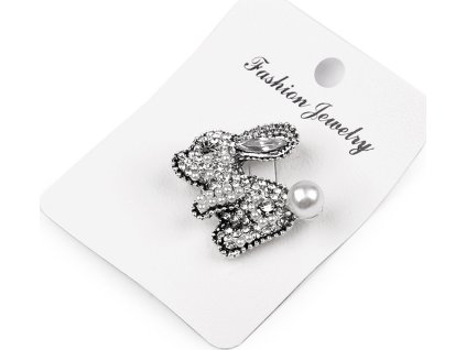 Brož s broušenými kamínky králík, pes (Balení 1 ks, Varianta 1 crystal pejsek)