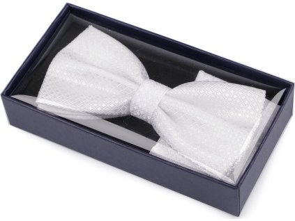 Sada motýlek a kapesníček do saka (Varianta 1 bílá, Balení 1 krab.)