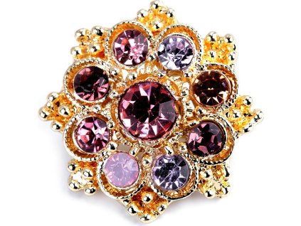 Malá brož květ s broušenými kamínky (Balení 1 ks, Varianta 2 růžová zlatá)