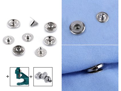 Knoflíky stiskací s pérkem Ø10 mm na středně silné látky (Varianta 1 nikl, Balení 50 sada)