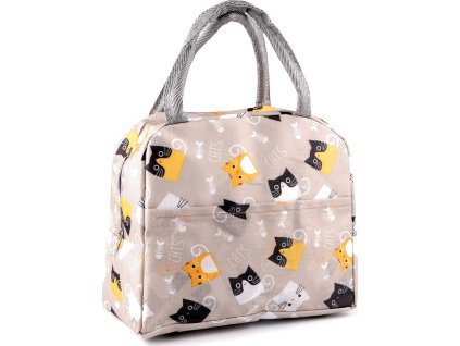 Termotaška skládací svačinová s kapsou 22x19 cm (Balení 1 ks, Varianta 1 béžová kočka)