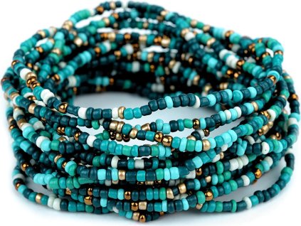 Pružné náramky z rokajlu sada 12 ks (Balení 1 sada, Varianta 1 (12ks) zelená smaragdová)