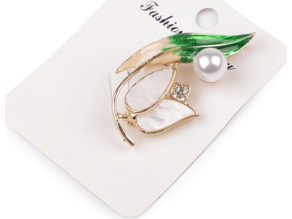 Brož s perlou (Balení 1 ks, Varianta 1 bílá)