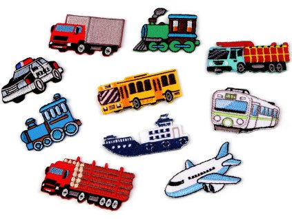 Nažehlovačka dopravní prostředky (Balení 1 ks, Varianta 1 bílá vlak)