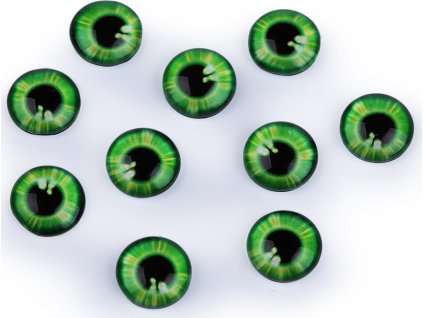 Skleněné oči k nalepení Ø10 a 12 mm (Balení 10 ks, Varianta 1 (10 mm) zelená sv.)