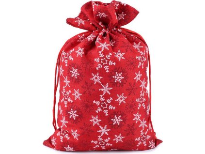 Vánoční dárkový pytlík vločky 20x30 cm (Balení 1 ks, Varianta 1 červená)