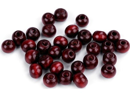 Dřevěné korálky Ø8-9 mm (Balení 20 g, Varianta 1 bordó sv.)