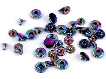 Knoflíky stiskací s pérkem Ø12 mm na středně silné látky, duhové (Balení 10 sada, Varianta multikolor)