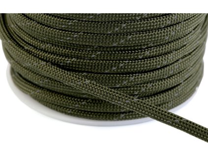 Padáková šňůra Ø4 mm s reflexní nití (Balení 25 m, Varianta 1 zelená neon)
