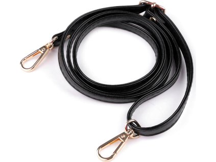 Koženkový popruh / ucho na kabelku s karabinami šíře 1 cm (Balení 1 ks, Varianta 1 černá zlatá)