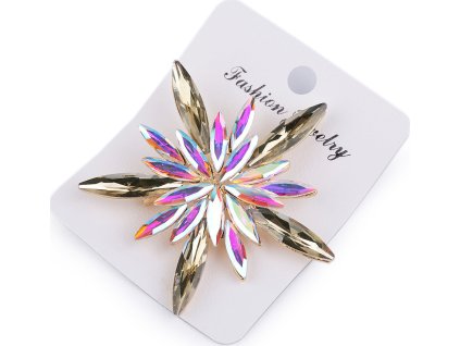 Brož s broušenými kamínky vločka (Balení 1 ks, Varianta 2 multikolor)