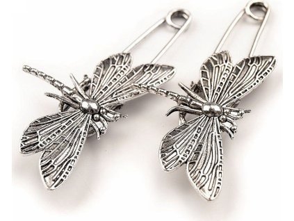 Brož vážka 30x70 mm na spínacím špendlíku (Balení 1 ks, Varianta 1 platina)