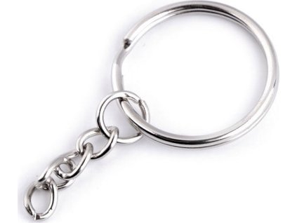 Kroužek na klíče Ø25 mm s řetízkem (Varianta 1 nikl, Balení 10 ks)