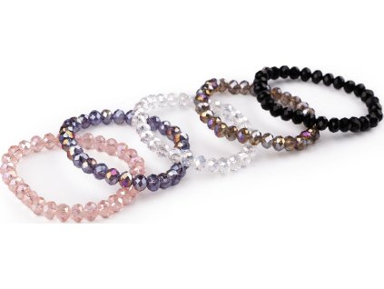 Náramek pružný z broušených korálků s AB efektem (Balení 1 ks, Varianta 1 crystal AB)