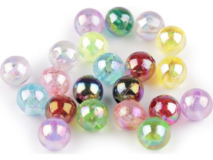 Plastové korálky s AB efektem Ø10 mm (Varianta 1 transparent, Balení 10 g)