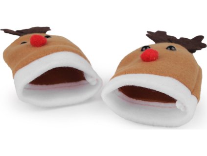 Vánoční mini čepice sob (Balení 10 ks, Varianta béžová tm.)