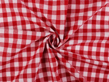 Bavlněná látka / plátno Kanafas větší kostka / káro (Balení 1 m, Varianta 1 červená)