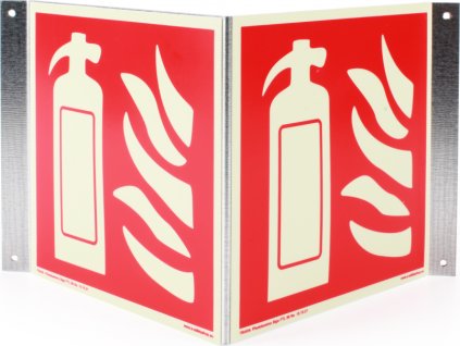 Prostorové značení požární - držák s tabulkami (Verze  150 x 150 mm tl.  mm - fotoluminiscenční - Kód: 05366)