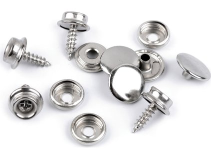 Knoflíky stiskací s kroužkem Ø15 mm s vrutem (Varianta nikl, Balení 50 sada)
