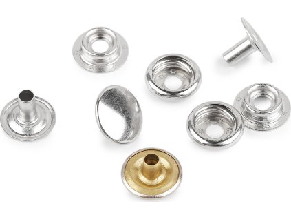 Knoflíky stiskací s kroužkem Ø15 mm na silné látky (Varianta nikl, Balení 50 sada)