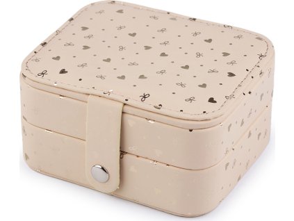 Malá šperkovnice srdce 9x11x6 cm (Balení 1 ks, Varianta 1 béžová světlá zlatá)