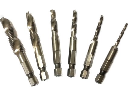 MAGG Závitníky kombinované s vrtákem, sada M3-M10, šestihranná stopka HEX 1/4