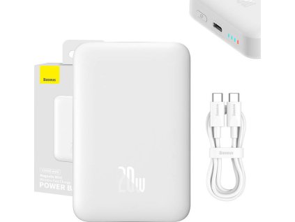 Powerbanka Baseus Magnetic, 10000mAh, USB-C 20W (bílá)