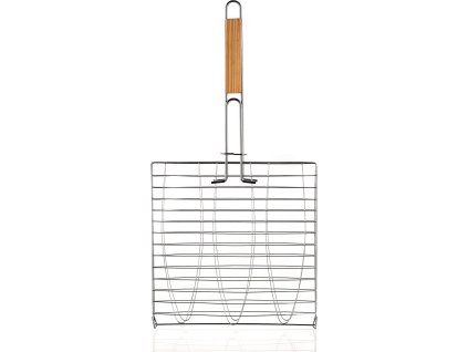 opékač na 3 ryby 58x25x7cm BBQ, dřev. rukojeť