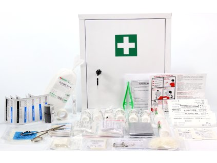 Lékárnička závěsná plechová s výbavou pro chemický provoz (Varianty Lékárnička závěsná plechová s výbavu pro chemický provoz, Kód: 13115)