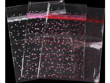 Celofánový průhledný sáček srdíčka 18x25 cm (Balení 100 ks, Varianta 1 bílá)