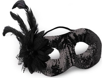 Karnevalová maska - škraboška s peřím (Balení 1 ks, Varianta 1 červená)